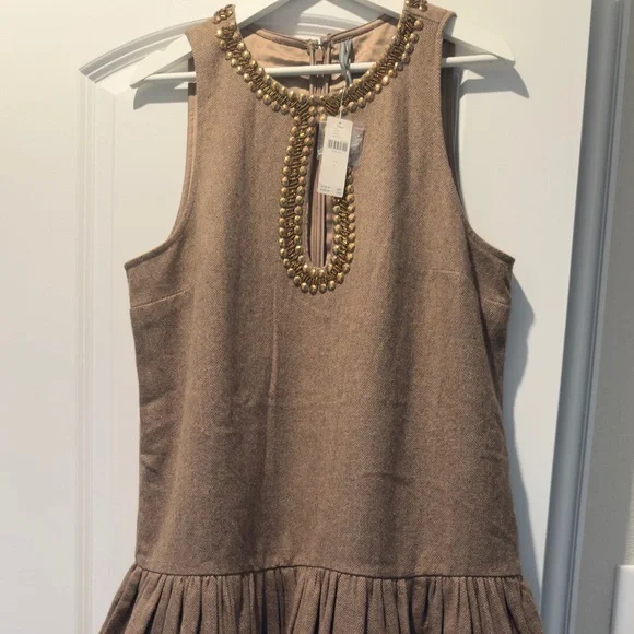 NWT By Anthropologie Beaded Keyhole Sleeveless Mini Dress Sz L - Picture 8 of 15